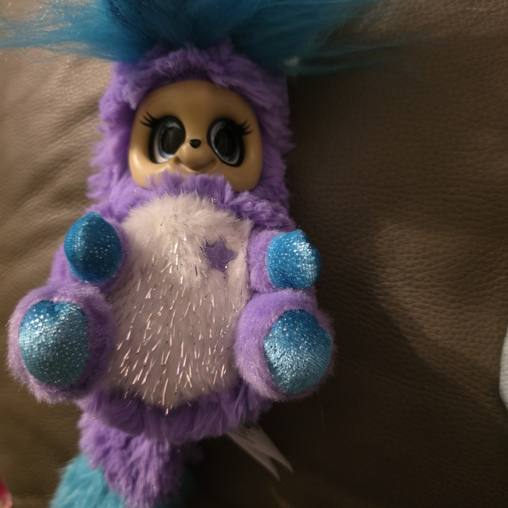 Purple Plush Fantasy Creature Stuffed Toy with Blue Accents